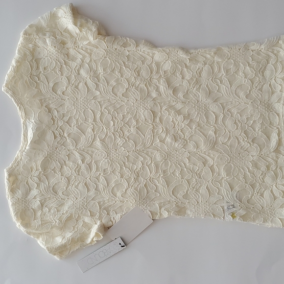 NWT Abound Beige Cream Lace Sheer Floral Blouse Boho See Through Top XXS - Picture 3 of 5